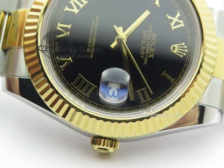 0213 AllSeason DateJust II 116333 SS YG 41mm EW Best Edition Black Dial Gold Roman Markers On SS Bracelet A 3826